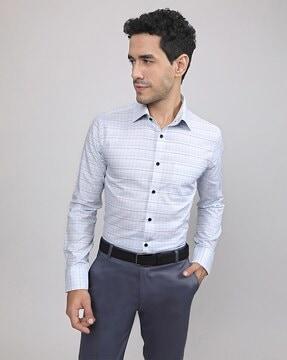 men striped regular fit shirt with patch pocket