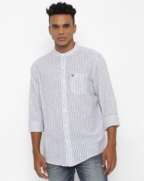 men striped regular fit shirt with patch pocket