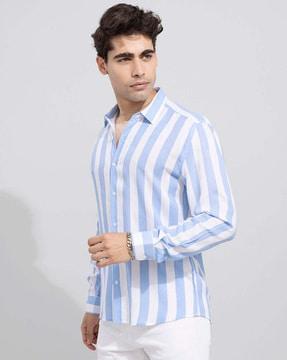 men striped regular fit shirt