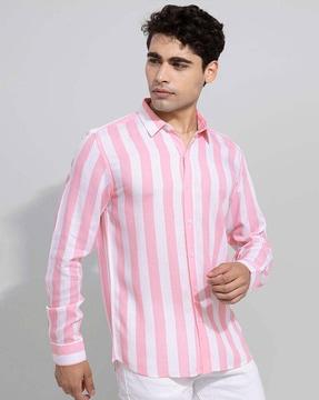 men striped regular fit shirt