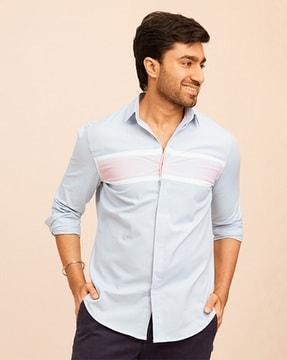 men striped regular fit shirt