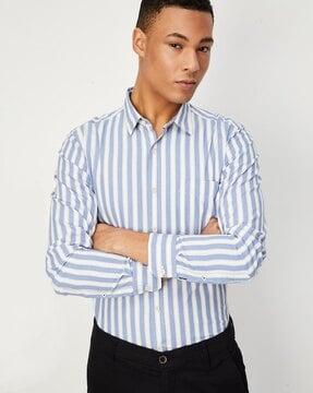 men striped regular fit shirt