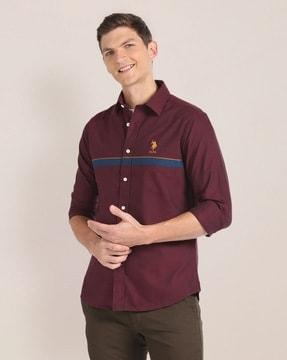 men striped regular fit shirt