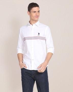 men striped regular fit shirt