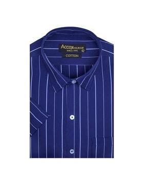 men striped regular fit shirt