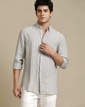 men striped regular fit shirt