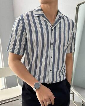 men striped regular fit shirt