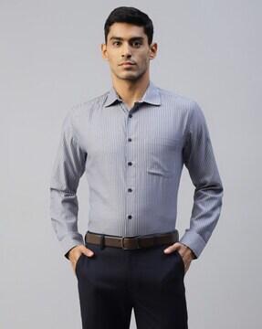 men striped regular fit shirt