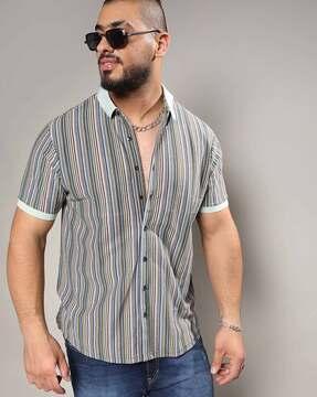 men striped regular fit shirt