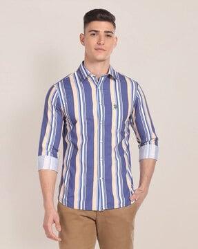 men striped regular fit shirt