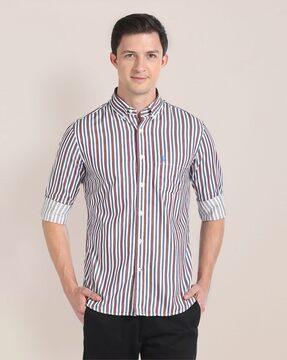 men striped regular fit shirt