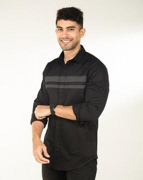 men striped regular fit shirt