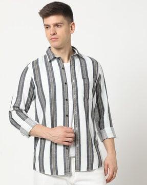 men striped regular fit shirt