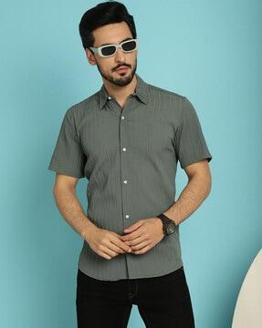 men striped regular fit shirt