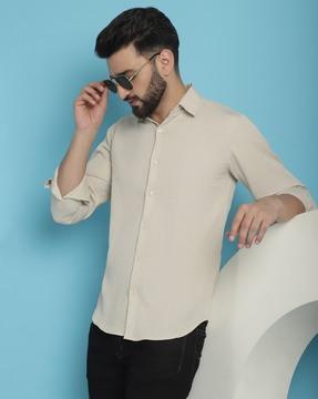 men striped regular fit shirt