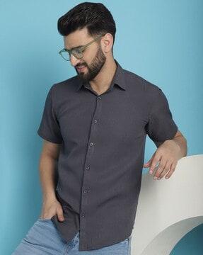 men striped regular fit shirt