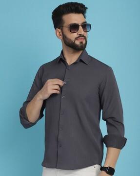 men striped regular fit shirt