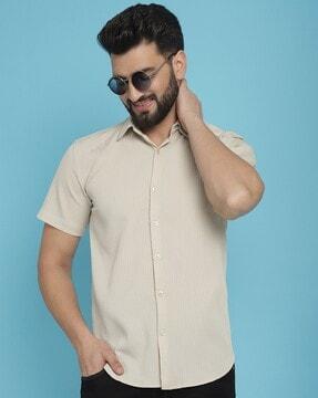 men striped regular fit shirt