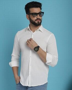 men striped regular fit shirt