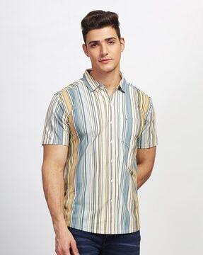 men striped regular fit shirt