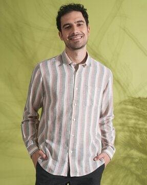 men striped regular fit shirt