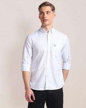 men striped regular fit shirt