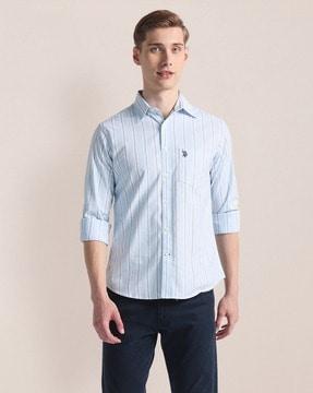 men striped regular fit shirt