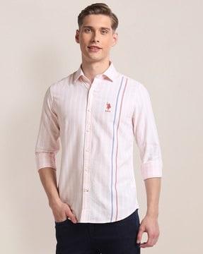 men striped regular fit shirt