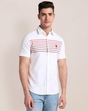 men striped regular fit shirt