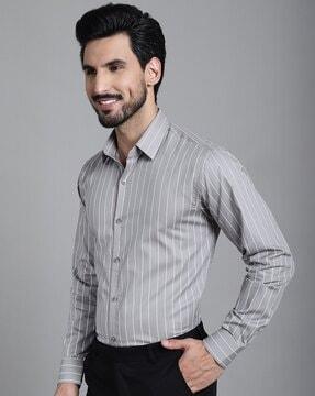 men striped regular fit shirt