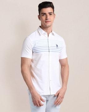 men striped regular fit shirt