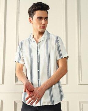 men striped regular fit shirt