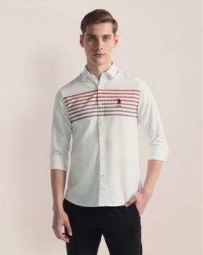 men striped regular fit shirt