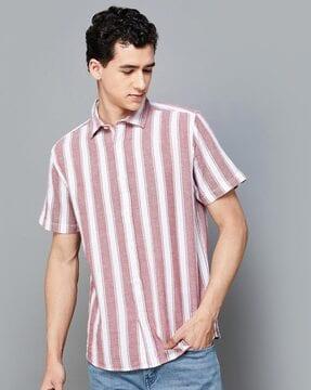 men striped regular fit shirt