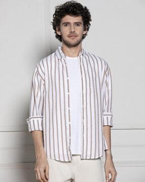 men striped regular fit shirt