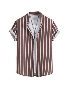men striped regular fit shirt