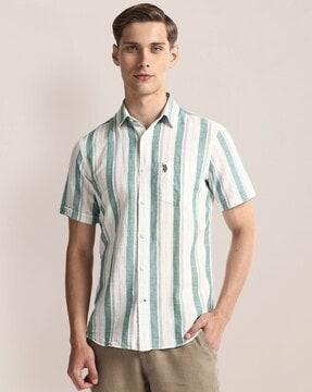 men striped regular fit shirt