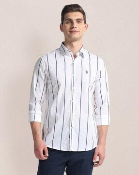 men striped regular fit shirt