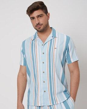 men striped regular fit shirt