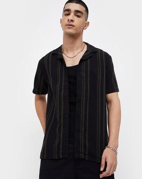 men striped regular fit shirt