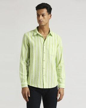 men striped regular fit shirt