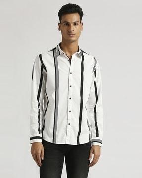 men striped regular fit shirt