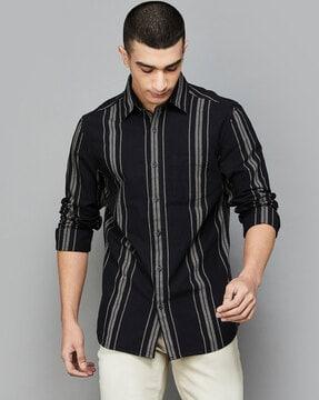 men striped regular fit shirt