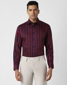 men striped regular fit shirt