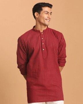 men striped regular fit short kurta