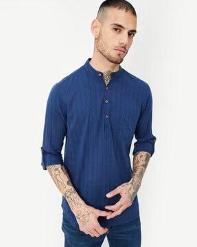 men striped regular fit short kurta