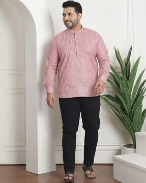 men striped regular fit short kurta