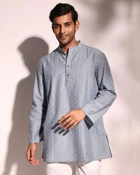 men striped regular fit short kurta