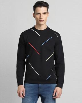 men striped regular fit sweatshirt