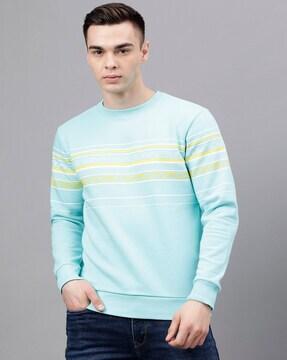 men striped regular fit sweatshirt